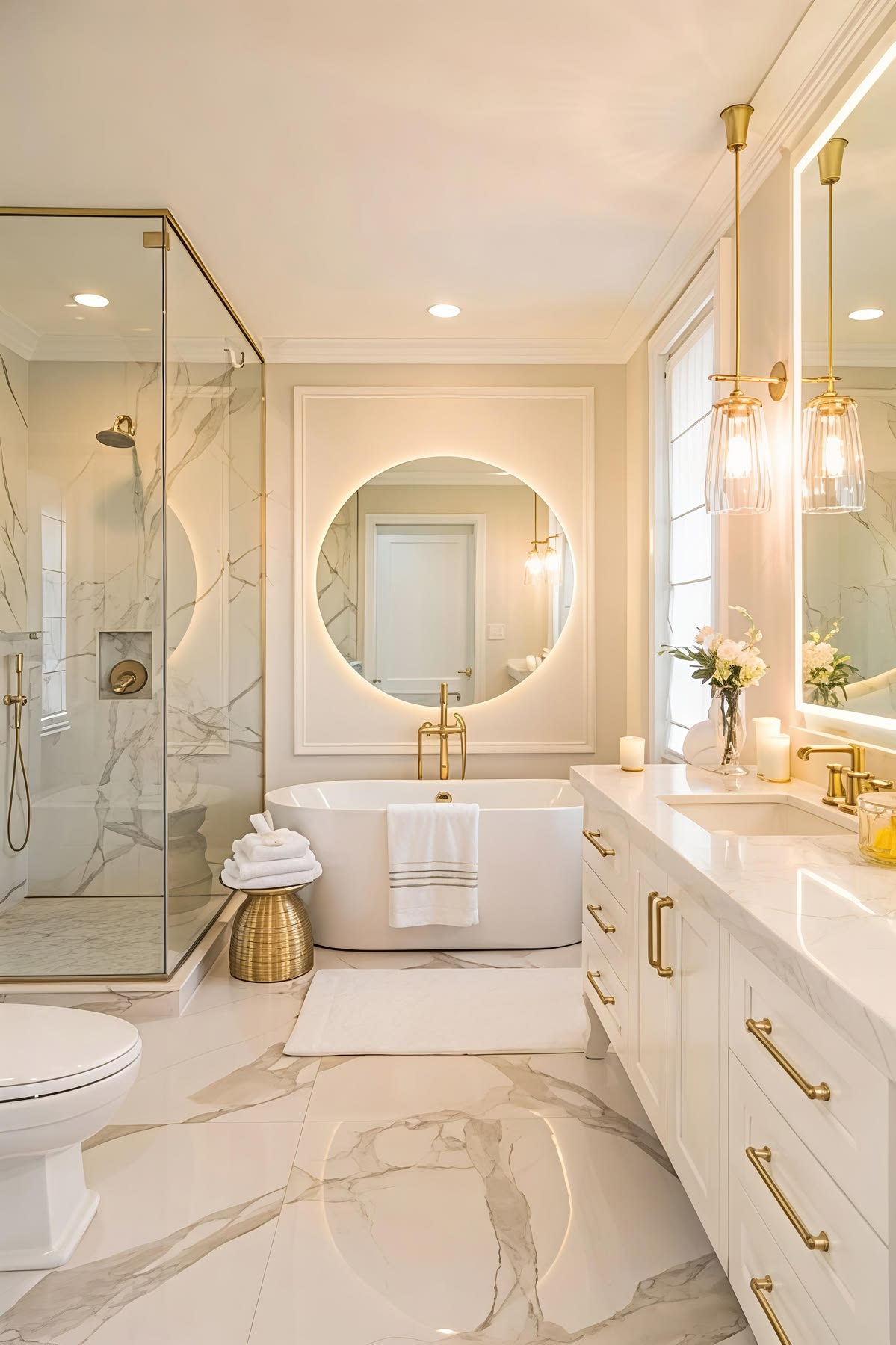 Contemporary Ensuite Bathroom with Touch-Sensor LED Anti-Fog Vanity Mirror #13